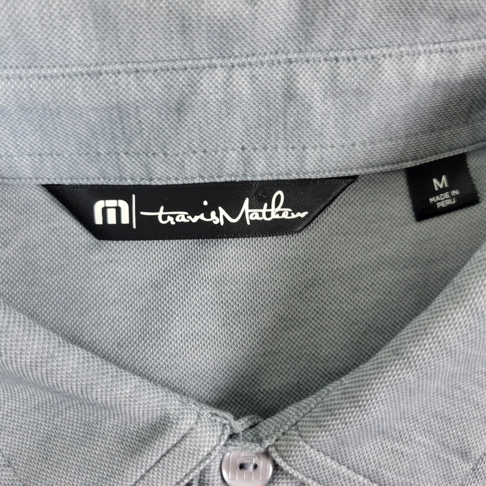 Travis Mathew Mens Medium Gray Texas State Flag Chest Stripe Performance Polo - Picture 4 of 6